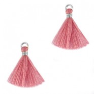 Ibiza style Tassel 1.5cm Silver - rouge pink
